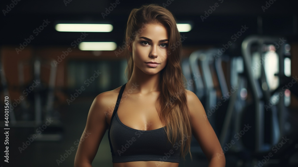 Beautiful girl in gym with sports clothes exercising