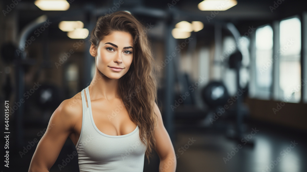 Beautiful girl in gym with sports clothes exercising