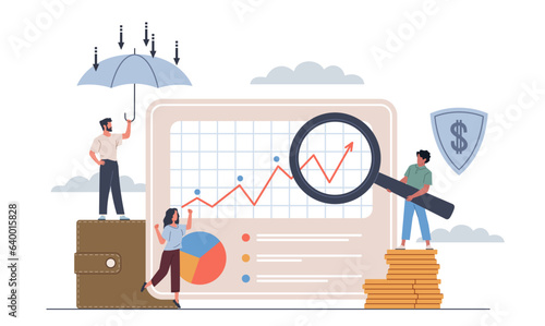Budget planning. People calculate finances, increasing amount, accumulating money, financial literacy and management. Web banner landing banner template. Nowaday vector cartoon flat concept