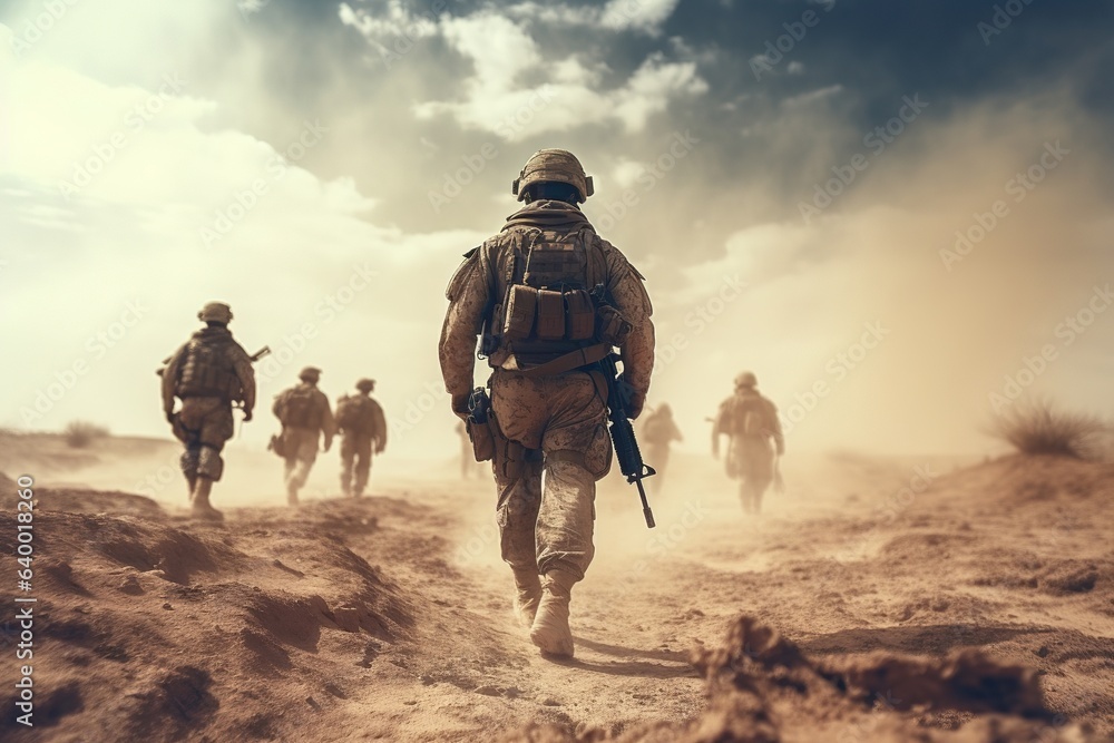 Soldiers operating in the desert Soldiers operating in the desert