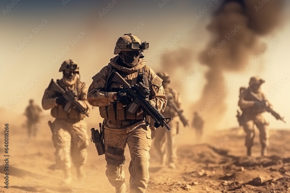 Soldiers operating in the desert Soldiers operating in the desert