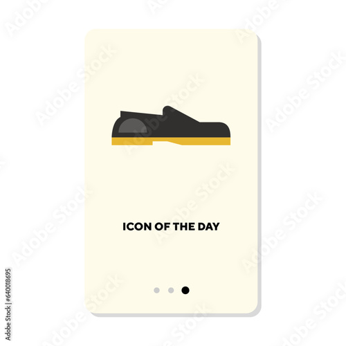 Side view of casual shoes flat vector icon. Cartoon drawing of footwear loafers isolated vector illustration. Fashion, lifestyle, accessory concept for web design and apps