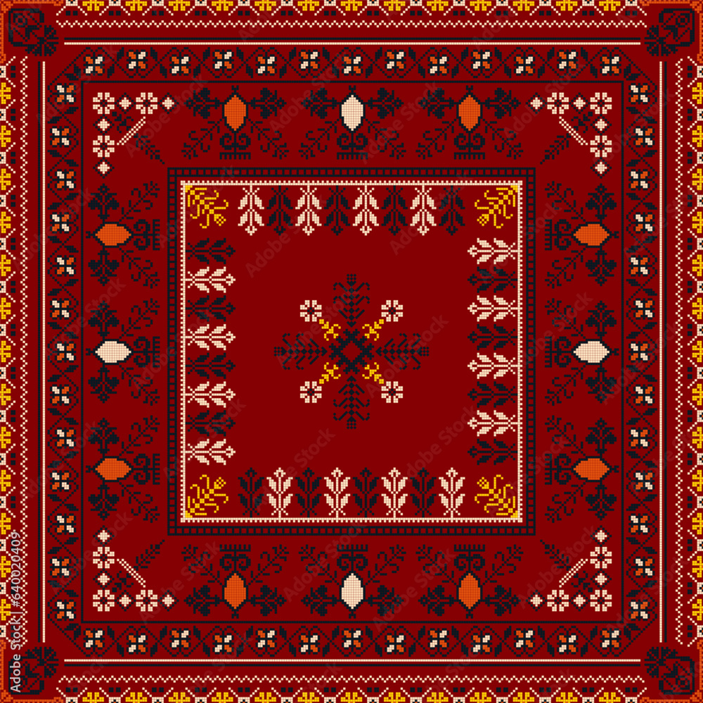 Obraz premium Traditional Latvian embroidery seamless pattern, vector illustration