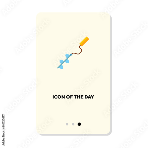 Fishing drill for breaking ice flat vector icon. Cartoon drawing of angling equipment for fisherman isolated vector illustration. Leisure, hobby, outdoor activity concept for web design and apps