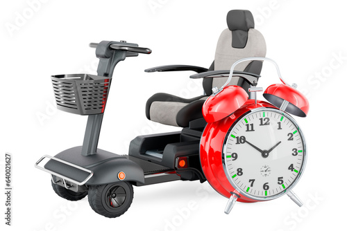 Fotografija Powered mobility scooter with alarm clock, 3D rendering