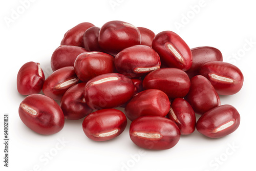 Red adzuki beans isolated on white background photo