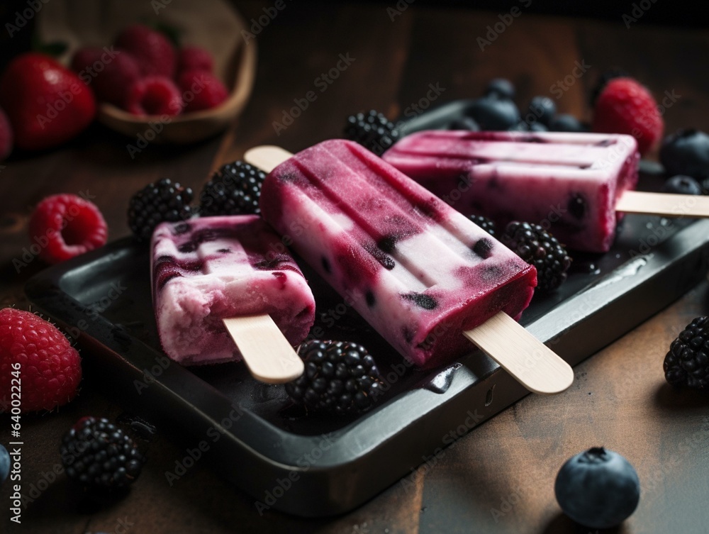 Cooling Down Chilled Berry and Cream Popsicles Cooling Down Chilled Berry and Cream Popsicles