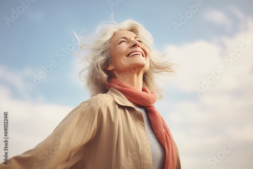 Joyful senior woman enjoying freedom