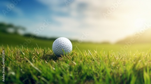 Golf ball on a vibrant green field