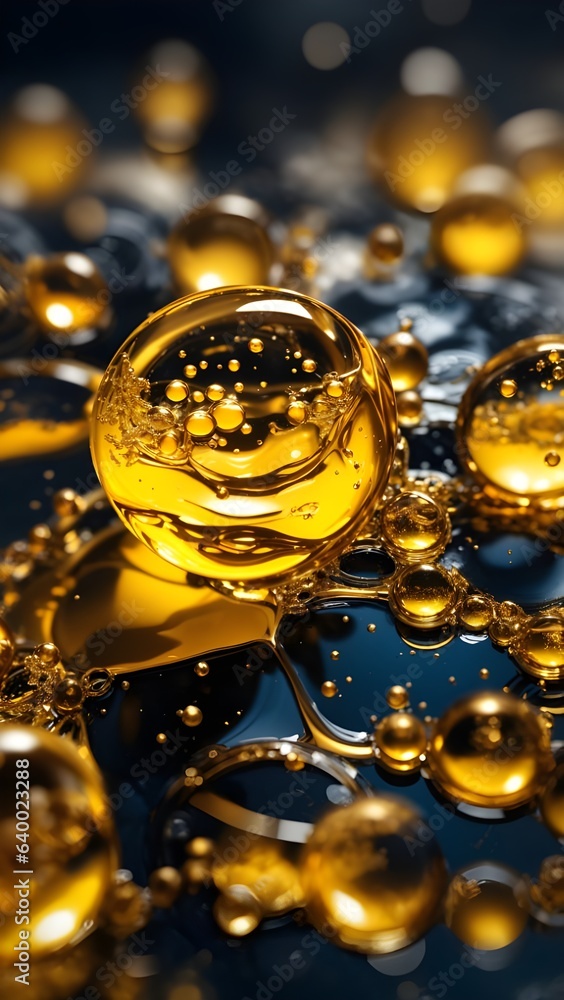 macro of oil drops on the water macro of oil drops on the water