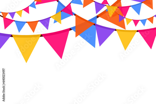 Pattern Carnival Colorful Flag for Birthday, Holiday, Party, Festival. Vector 3D Geometric Background for Banner, Cover, Poster, Website, Placard, Advertising.