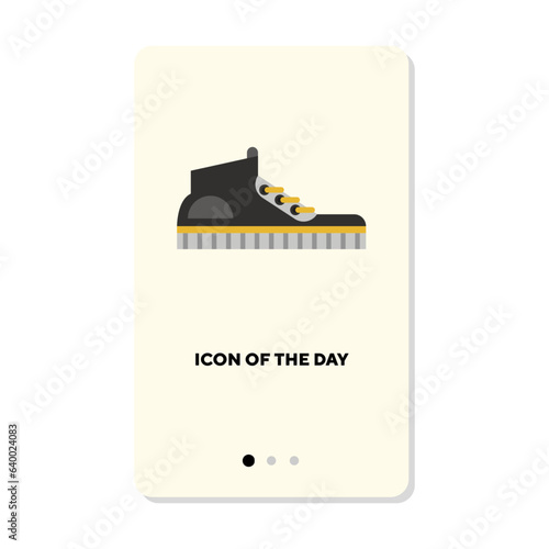 Athlete sneakers for running flat vector icon. Cartoon drawing of footwear loafers isolated vector illustration. Fashion, lifestyle, accessory concept for web design and apps