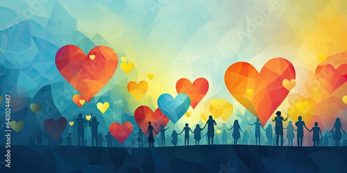 hearts and love and togetherness concept design illustration