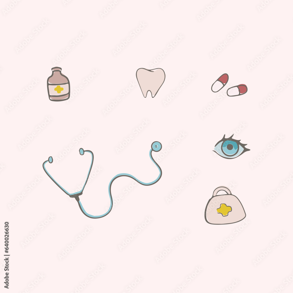 medical set of doodle style icons medical set of doodle style icons