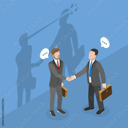 3D Isometric Flat Vector Conceptual Illustration of Liar, Dishonest Politician or Businessman