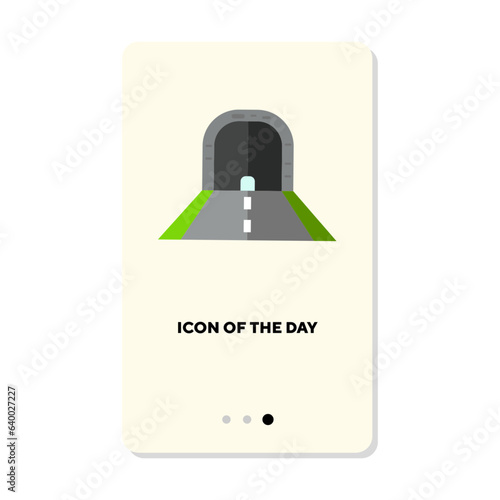 Asphalt roadway forward to tunnel vector icon. Road surface warning for drivers vector illustration. Roadway, transportation and construction concept for web design and apps