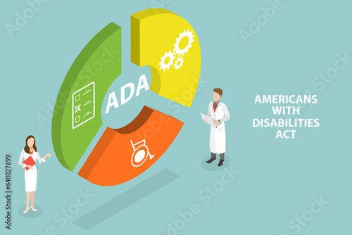 3D Isometric Flat Vector Conceptual Illustration of ADA, Americans With Disabilities Act