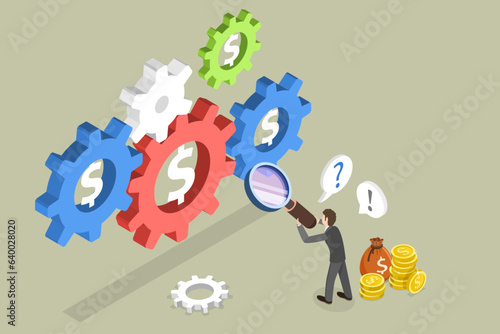 3D Isometric Flat Vector Conceptual Illustration of Profit Strategy, Organization Maintenance