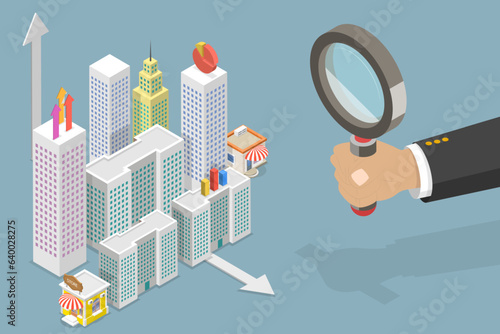 3D Isometric Flat Vector Conceptual Illustration of Microeconomics , Economy Study Basics