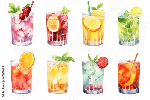 Watercolor Mixology  Captivating Vector Painted Cocktails Clipart Set 