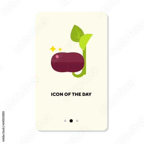 Sprout vector icon. Bean, nut, seedling isolated sign. Growing, germinate, botany, raw food diet concept. Vector illustration symbol elements for web design