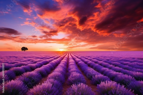 A field of lavender in full bloom, Stunning Scenic World Landscape Wallpaper Background