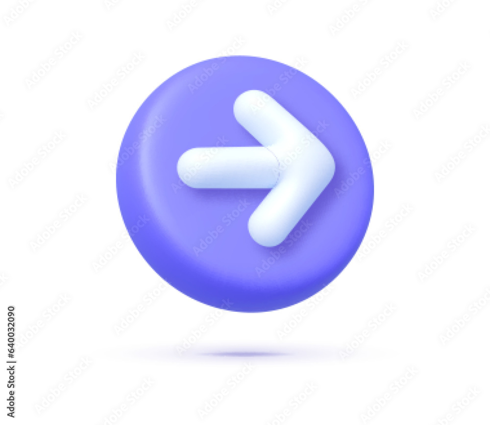 Arrow 3d on white background. Round button icon. Vector 3d illustration Arrow 3d on white background. Round button icon. Vector 3d illustration