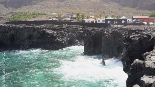 the wild atlntic sea in coast of the island of el hierro in the canary islands photo