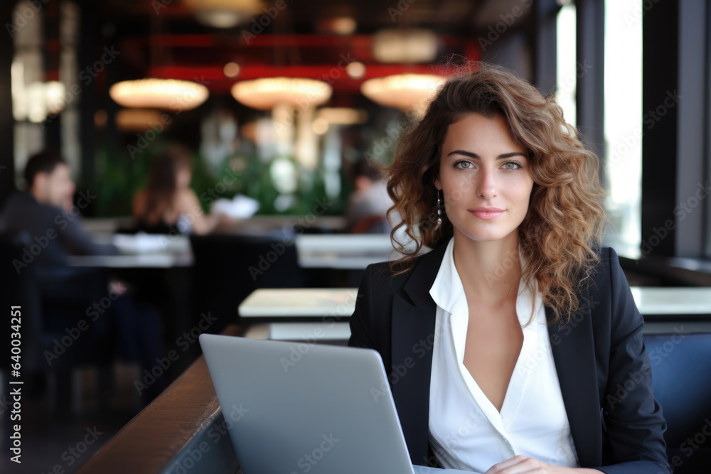 Woman is pictured sitting at table with laptop. This image can be used to depict person working, studying, or using technology. Woman is pictured sitting at table with laptop. This image can be used to depict person working, studying, or using technology.
