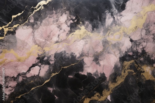 Elegant black, blush & gold marble background texture, Generative AI
