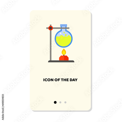 Test tube with reagent flat vector icon. Experiment isolated sign. Chemistry concept. Vector illustration symbol elements for web design and apps