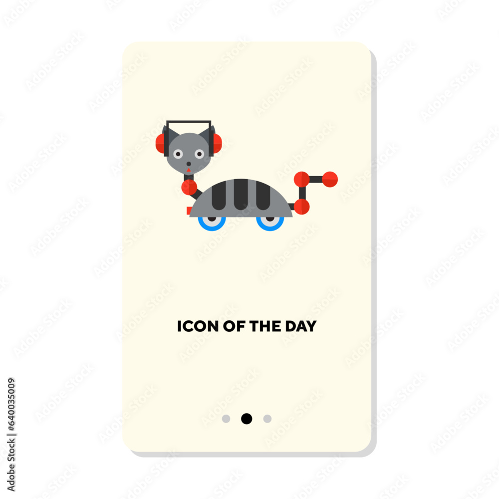 Robotic helper cat on wheels flat vector icon. Artificial intelligence cyborg pet as assistant or toy vector illustration. AI, machines, cybernetics concept for web design and apps Robotic helper cat on wheels flat vector icon. Artificial intelligence cyborg pet as assistant or toy vector illustration. AI, machines, cybernetics concept for web design and apps