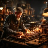 a man working on a sculpture in a workshop