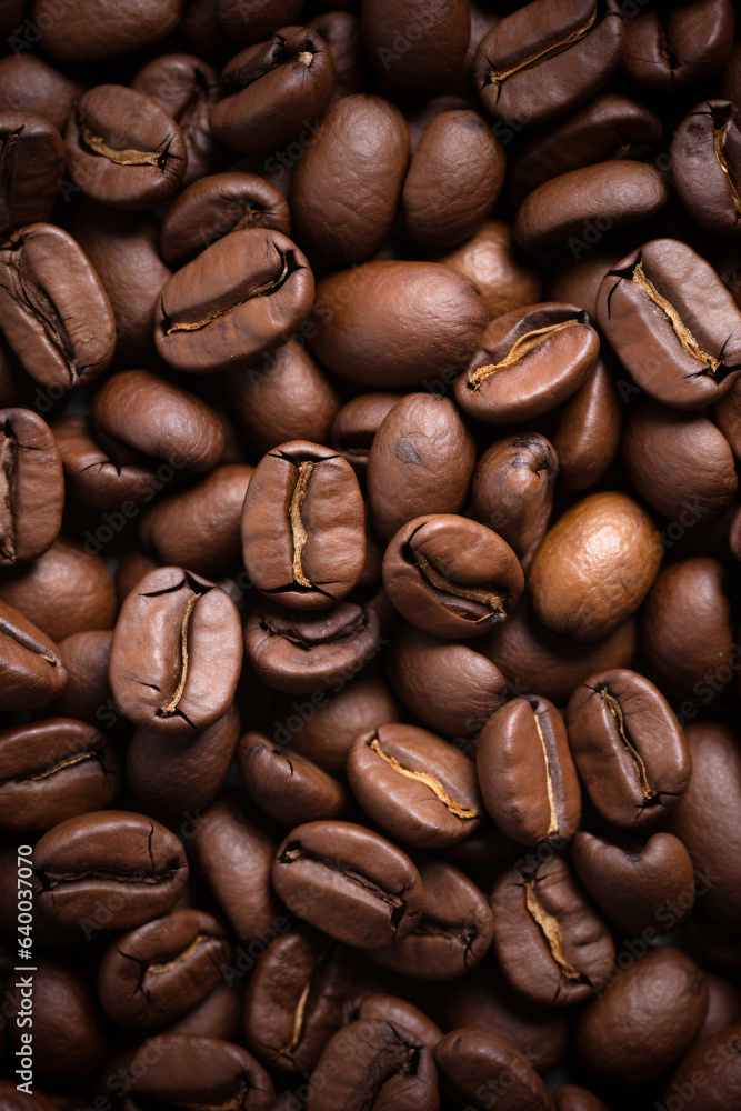 Naklejka premium coffee beans macro background