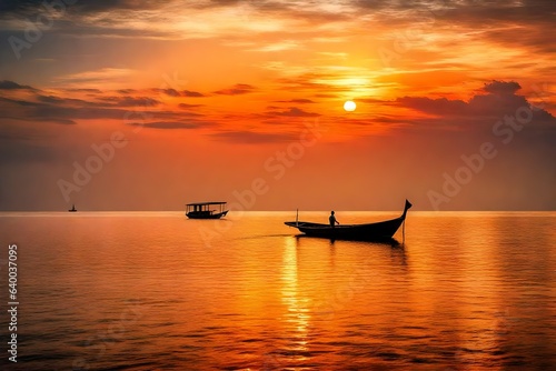 boat at sunset