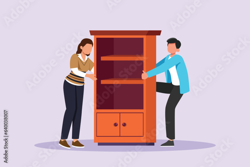 Concept of Neighbors sharing things and helping each other. Colored flat vector illustration isolated. 