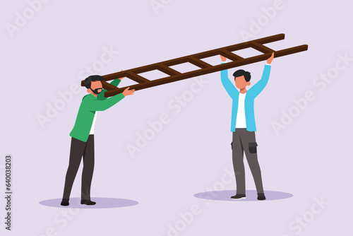 Concept of Neighbors sharing things and helping each other. Colored flat vector illustration isolated. 