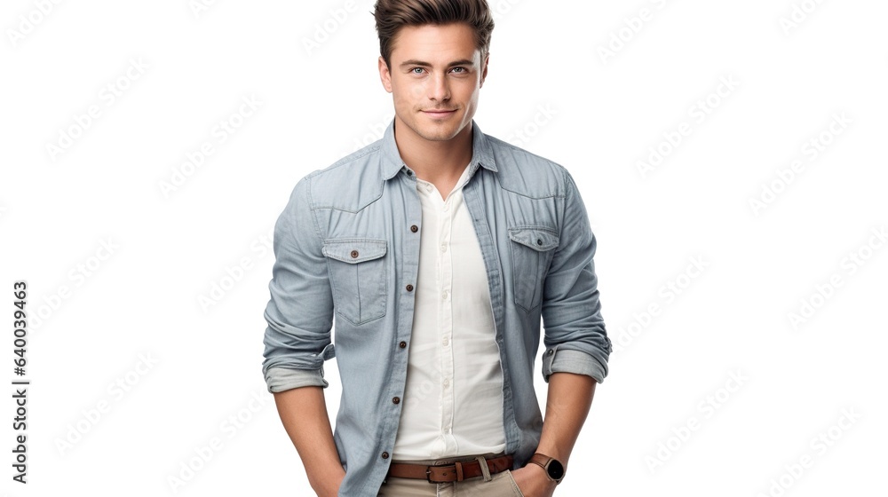 Fototapeta premium young man standing with his arms crossed against a white background