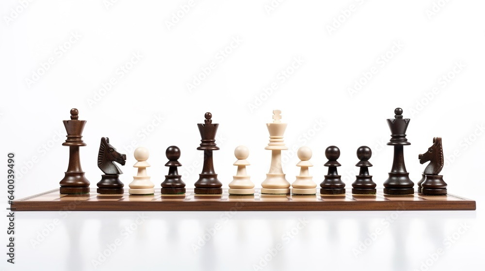 chess pieces on a chessboard on white background chess pieces on a chessboard on white background