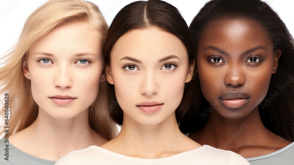 Women From Various Ethnic Groups. Models of Many Ethnicities Standing Collectively Against Beige Background. Beautiful Female Friends With Perfect Smooth Skin. generative ai Women From Various Ethnic Groups. Models of Many Ethnicities Standing Collectively Against Beige Background. Beautiful Female Friends With Perfect Smooth Skin. generative ai