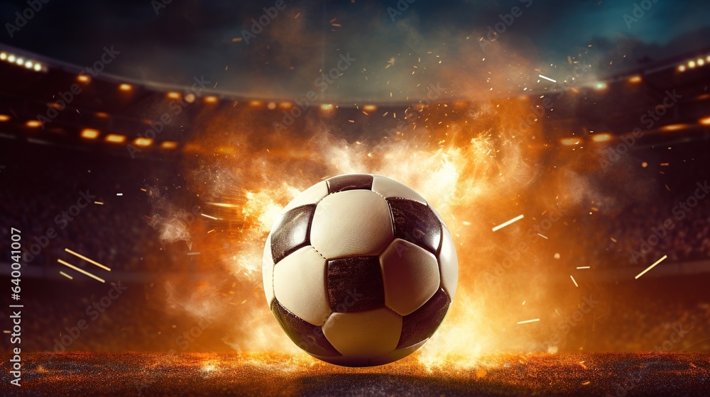 Naklejka premium soccer ball in the stadium, generative ai