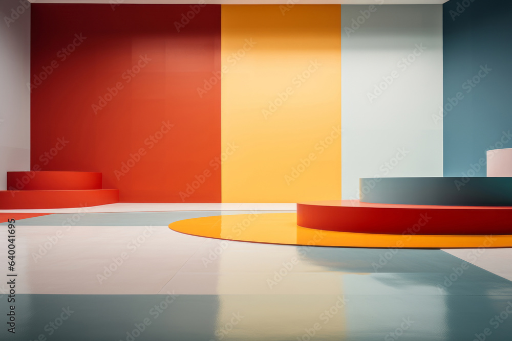 Modern style podium coloful interior building. Modern style podium coloful interior building.