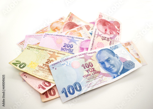 Fototapeta Naklejka Na Ścianę i Meble -  Turkey money - Turkish Lira Banknotes Turkish banknotes, 10, 20, 50, 100, 200 Turkish Lira