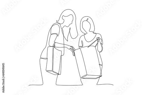 Continuous one line drawing Concept of Neighbors sharing things and helping each other. Doodle vector illustration.