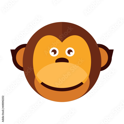 Head of funny sly monkey. Muzzle of wild animal cartoon illustration. Wildlife and zoo concept. Sketchy geometric character, mascot. Colored flat vector isolated