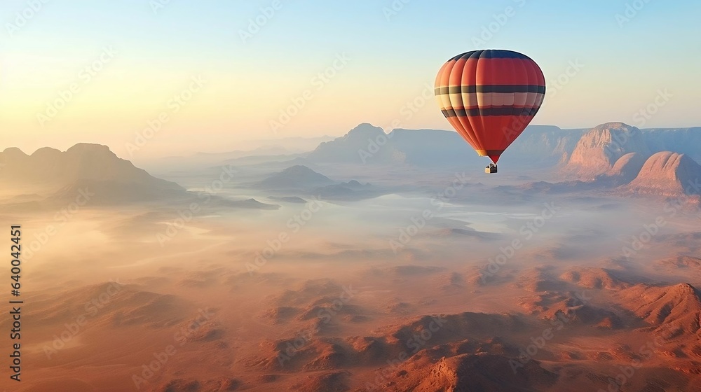 Hot air ballooning over otherworldly desert landscapes at dawn.cool wallpaper	