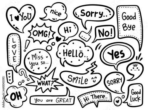 Fototapeta Naklejka Na Ścianę i Meble -  hand drawn cute speech bubble doodle vector illustration