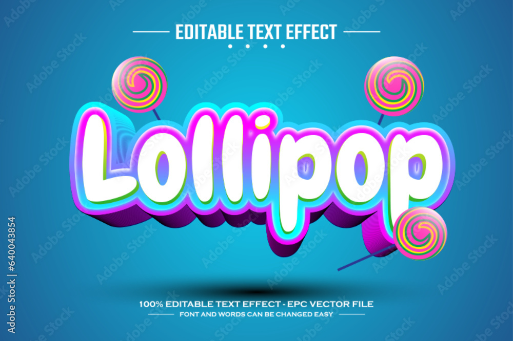 Lollipop 3D editable text effect template Lollipop 3D editable text effect template