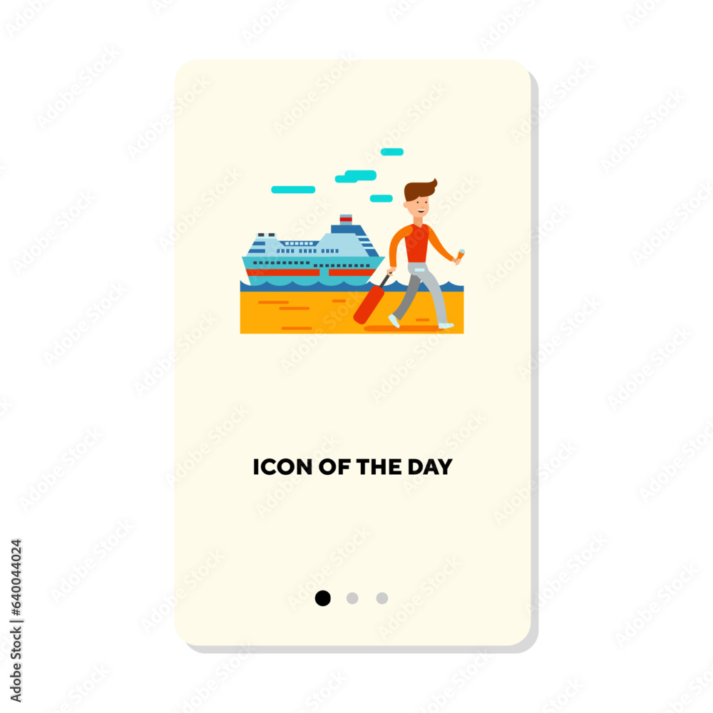 Travelling by ship vector icon. Voyage by ocean isolated vector sign. Vacation and transportation concept. Vector illustration symbol elements for web design and apps