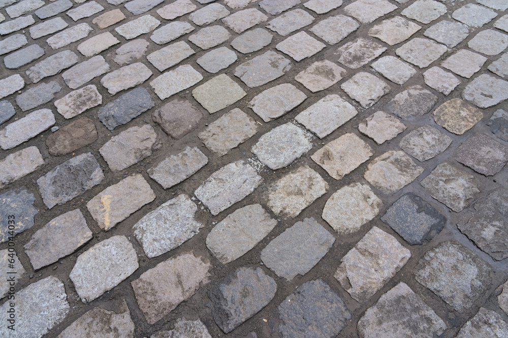 Fototapeta premium Ancient traditional stone block paving (Talca, Chile)